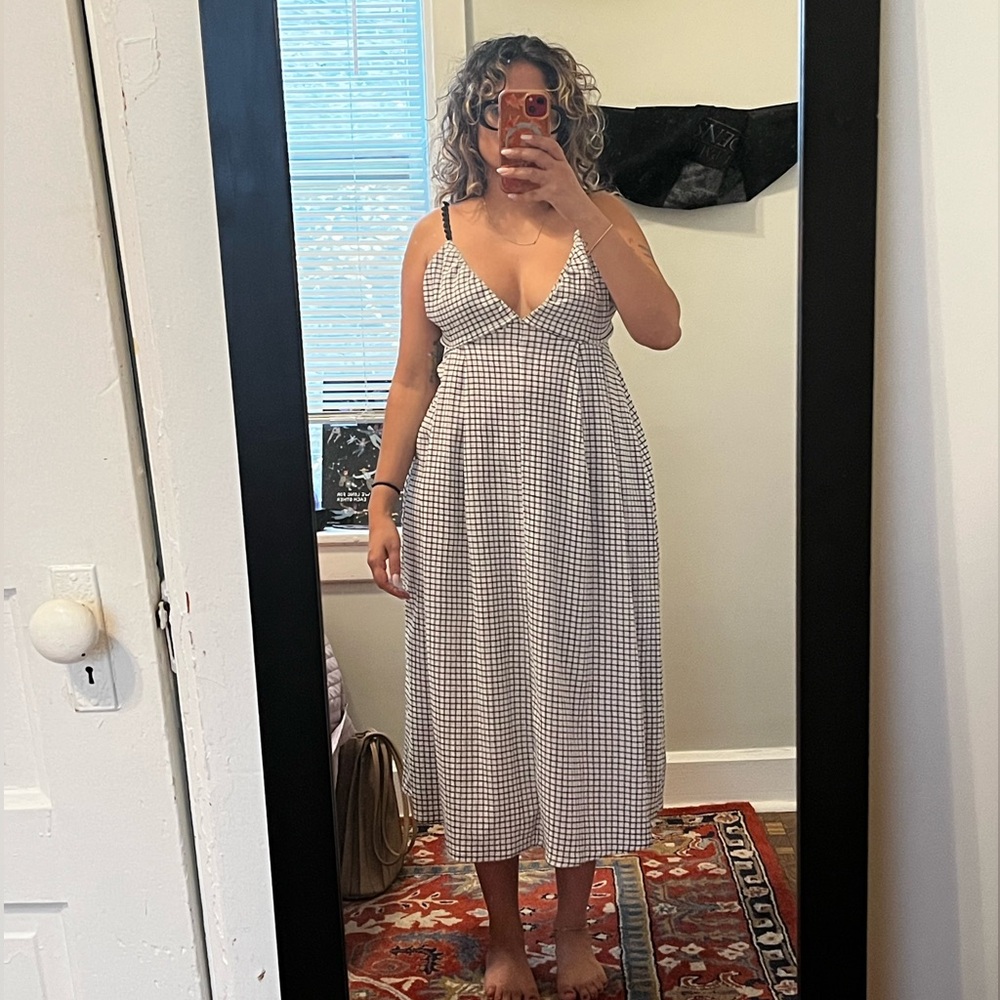 Gingham Checkered Midi Dress